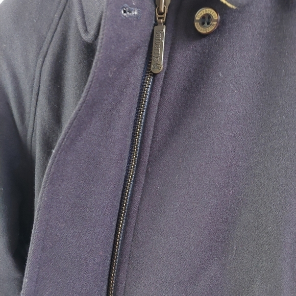 Vintage Burberrys Wool Bomber Coat Size 8 Navy Blue Equestrian Logo Classy - Picture 14 of 16